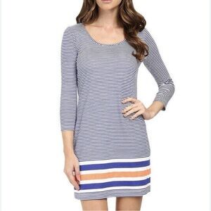Lilly Pulitzer Beacon Dress Scoop Neck Blue White Striped Nautical Beach XS